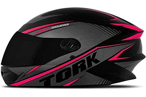 Capacete Moto R8 Pro Tork Fechado 58 Preto/ Rosa Viseira Fumê