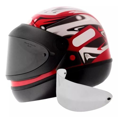 Capacete Moto San Marino Automático Vermelho Grafic Taurus Mais Viseira Fume (56)