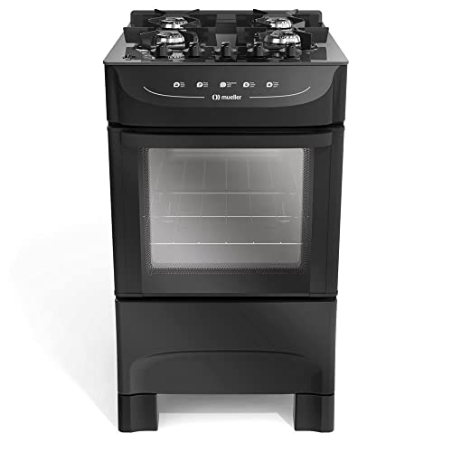 Fogão Mueller preto fosco 4 Bocas com mesa de vidro e acendimento Mfv4bb