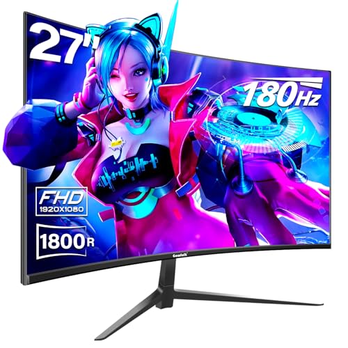 Gawfolk Curved 27 inch Gaming Monitor 165Hz, 144Hz PC Monitor 1ms Full HD 1080P, Frameless 1800R Computer Display with FreeSync & Eye-Care Technology, Support VESA, DP, HDMI Port (Black)