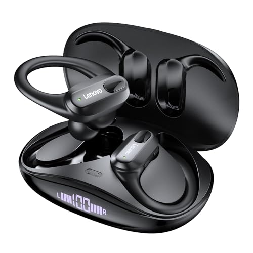 Lenovo Fone de Ouvido Sem Fio Original XT80 Esportes Fones de Ouvido Sem Fio HiFi Bluetooth 5.3 Fones de Ouvido Jogo Baixo com Mic Fone Bluetooth Redução de Ruído Earhooks XT80 preto