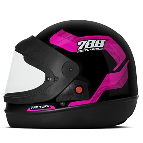 Capacete Moto Pro Tork Semiautomático Preto E Rosa 788 58