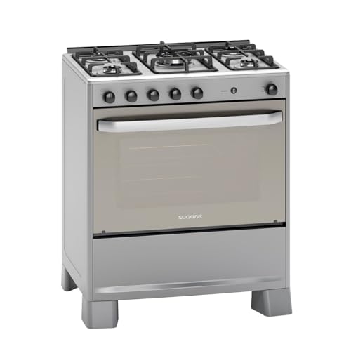 SUGGAR FOGÃO SELECT PRATA MESA DE INOX 5 BOCAS TRIPLA CHAMA TREMPES DUPLAS FERRO FUNDIDO PORTA ESPELHADA ACENDIMENTO AUTOMÁTICO BIVOLT FGISL510PRIX