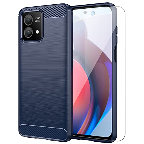 Capa para celular Motorola Moto G Stylus 5G 2023 incluindo duas Película protetora temperada capa macia anti-queda com case borda elástica -Azul