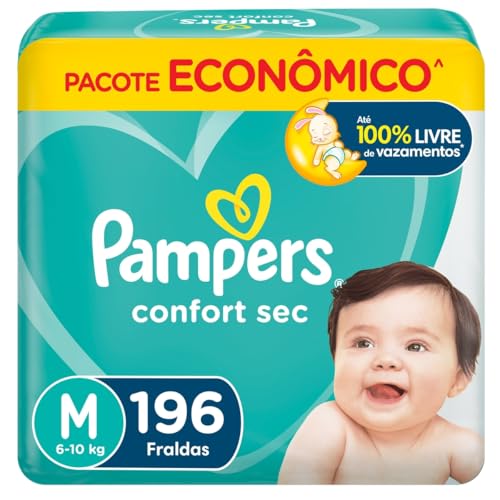 Fralda Pampers Confort Sec M 196 Unidades, Pampers