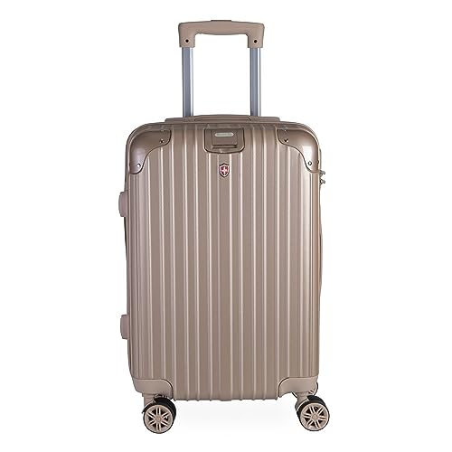 Mala de Bordo em ABS Swiss Go Suiça para Viagem Cadeado Integrado Rodas 360º Dourado