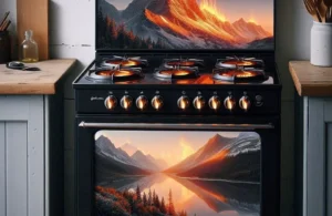 Fogão 5 Bocas Preto Frente Vidro Espelhado Dako Diplomata