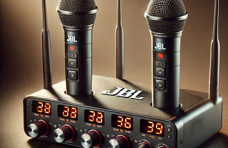 JBL Sistema de Dois Microfones Sem Fio com Receptor de Canal Duplo