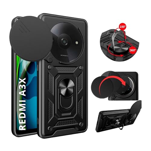 Capa Capinha Case Armor Anti Choque Ring Luxo Para Redmi A3x (Tela 671) + Anel Giratório + Proteção De Câmera - Proteção Militar