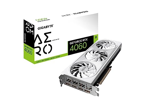 GIGABYTE Placa gráfica GeForce RTX 4060 AERO OC 8G, 3 ventoinhas WINDFORCE, 8GB 128-bit GDDR6, GV-N4060AERO OC-8GD placa de vídeo