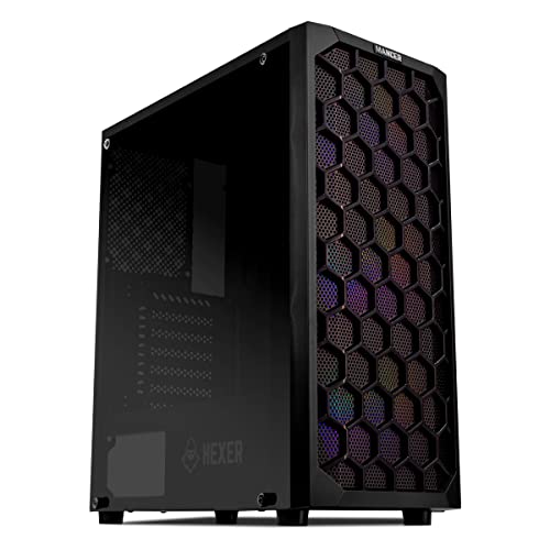 Gabinete Gamer Mancer Hexer | Rainbow | Mid-Tower | Lateral de Vidro | Com 3 Fans | Preto | MCR-HEX-RB01