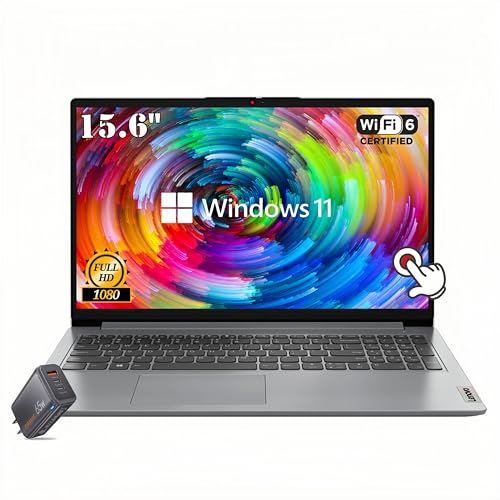 Lenovo IdeaPad 39.6 cm FHD 1080p Touch Laptop - Intel Core i3-1215U - 24 GB RAM - SSD PCIe de 1 TB - Wi-Fi 6 - Webcam - Cinza nuvem - Windows 11 Home - Carregador extra GaN