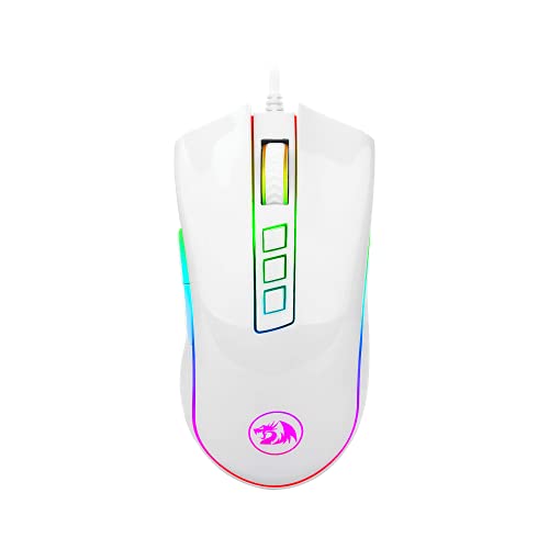 Mouse Gamer Redragon Cobra, RGB, 7 Botões, 10000DPI, Lunar White