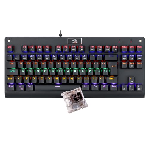Teclado Mecânico Redragon Dark Avenger Preto Iluminação Rainbow Switch Azul K568R