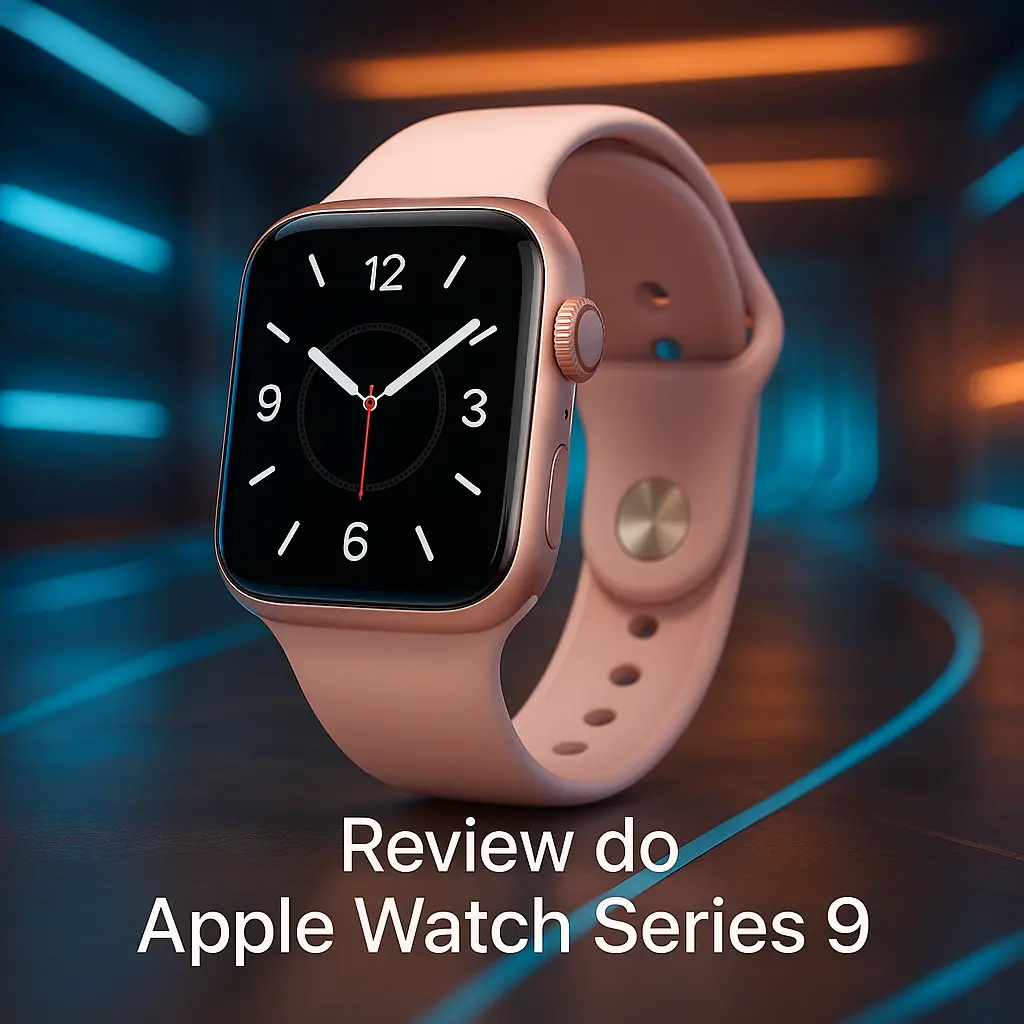 Apple Watch Series 9 GPS: Caixa Rosa de Alumínio 45 mm com Pulseira Esportiva Rosa-Clara M/G