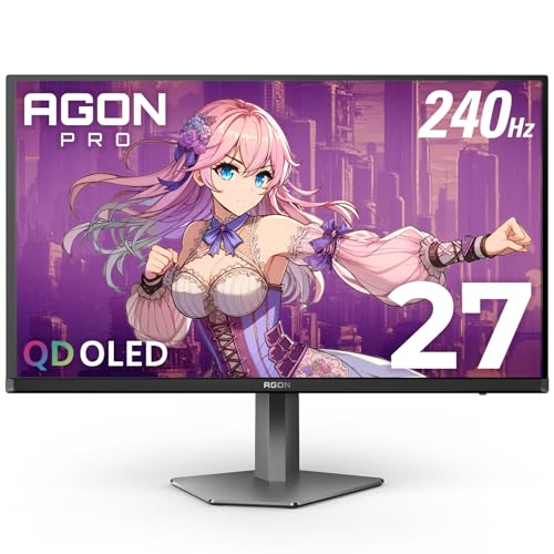 AOC Monitor para jogos de torneios Agon Pro AG276QZD2 de 27 polegadas OLED, 2560 x 1440, 240 Hz, 0,03 ms, G-Sync, compatível com PS5 e Xbox Switch, brilhante, preto