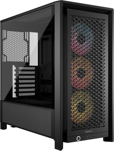 CORSAIR 4000D RS ARGB Frame Modular Mid-Tower ATX PC Case – Alto fluxo de ar, 3 x ventiladores RS ARGB pré-instalados, sistema de montagem de ventilador InfiniRail™, ASUS BTF, MSI Project Zero,
