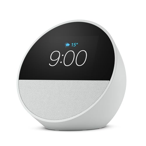 Echo Spot com Alexa (2024) | Despertador inteligente com som vibrante | Cor Branca