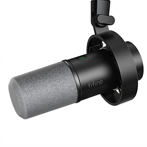 Microfone dinâmico FIFINE, microfone para PC de gravação de podcast XLR/USB para streaming vocal, mic de metal de estúdio com mudo, conector de fone ouvido, controle de volume de monitoramento- K688