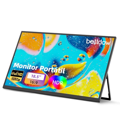Monitor Portatil 18,5'', FHD 1080P Monitor Portátil Conectado Com USB C Dupla/HDMI, IPS Extensor De Tela para Notebook com VESA e Funda Inteligente magnético, Plug and Play (18.5)