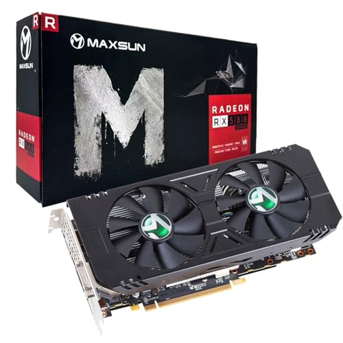 MOUGOL Placa de Vídeo AMD Radeon RX580 8GB 2048 SP GDDR5 256 bits, placa de vídeo para jogos de PC com 3*DP&1*HDMI&1*DVI Express x 16 3.0 Placa de vídeo para jogos com ventiladores duplos