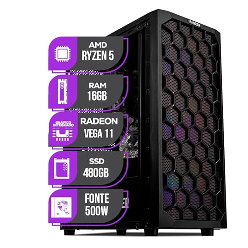 PC Gamer Mancer, AMD Ryzen 5, RX Vega 11, 16GB DDR4, SSD 480GB, Fonte 500W 80 Plus