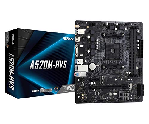 Placa Mãe AsRock A520M-HVS (AM4/DDR4/HDMI/VGA/M.2/USB3.2)