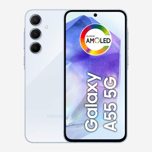 Samsung Galaxy A55 5G, Câmera Tripla Traseira de até 50MP, Selfie de 32MP, Nightography, Apagador de objetos, Design em metal e vidro, IP67, Super AMOLED 6.6" 120Hz Vision Booster, 256GB - Azul Claro