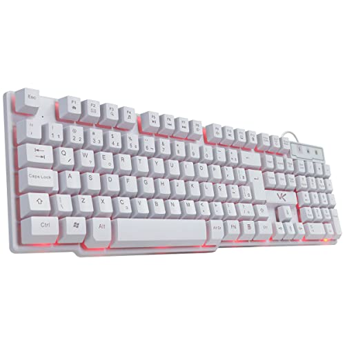 TECLADO GAMER VX GAMING HYDRA BRANCO ABNT2 MULTIMÍDIA COM LED VERMELHO SENSAÇÃO MECÂNICA USB 1.8M – GTH110BV - VINIK