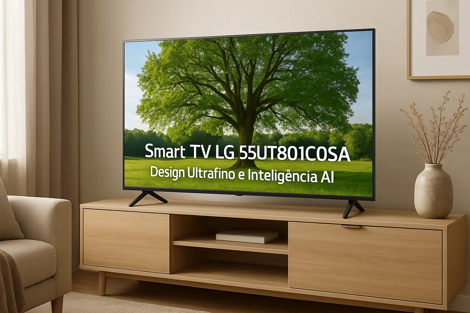 Smart TV LG 55UT801C0SA: Design Ultrafino e Inteligência AI