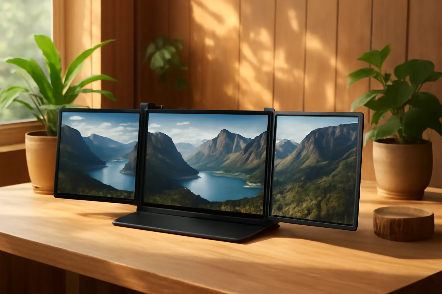 Monitor Portátil Triplo 16'' FHD IPS - Aumente sua Produtividade com Visual Imersivo