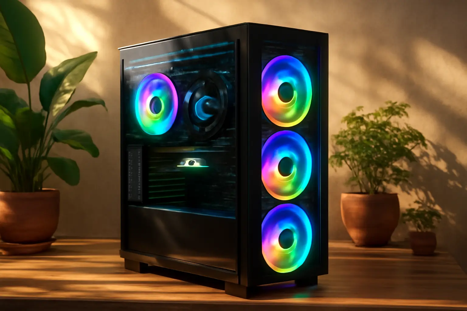 Gabinete Gamer Aquário em Vidro Com 4 Ventoinhas RGB: Estilo e Desempenho