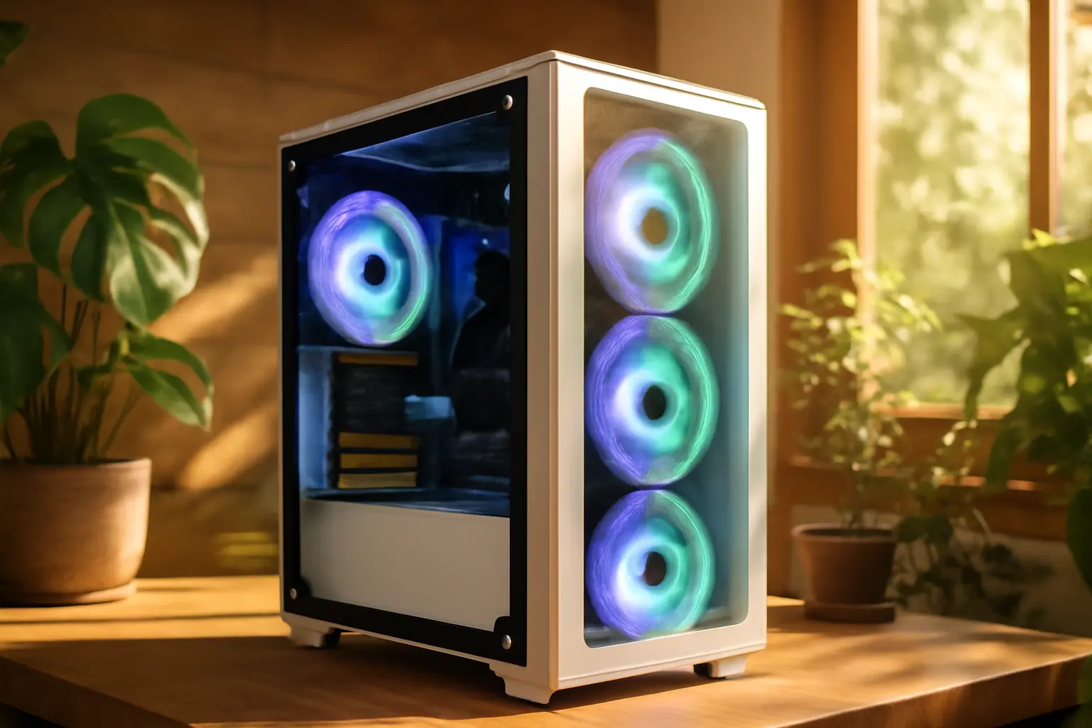 Gabinete Gamer Branco GB1791: 4 Fans RGB e Vidro Temperado Micro-ATX