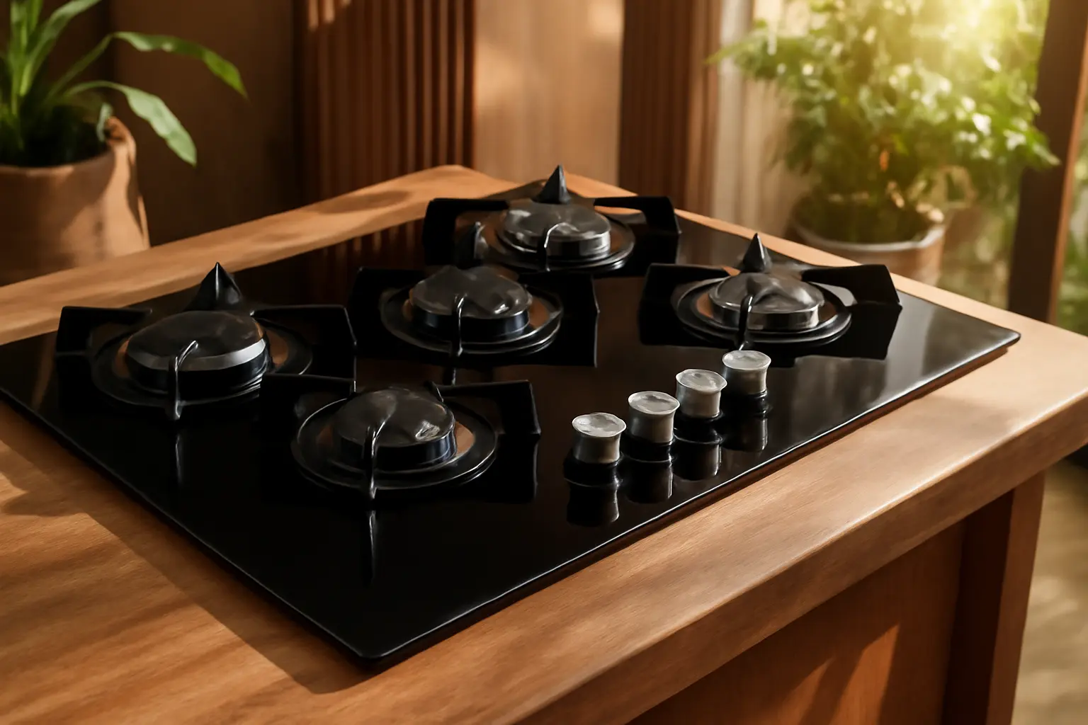 Fischer Cooktop à Gás 5 Bocas Platinium Mesa Vidro Preto: Potência e Eficiência para Sua Cozinha