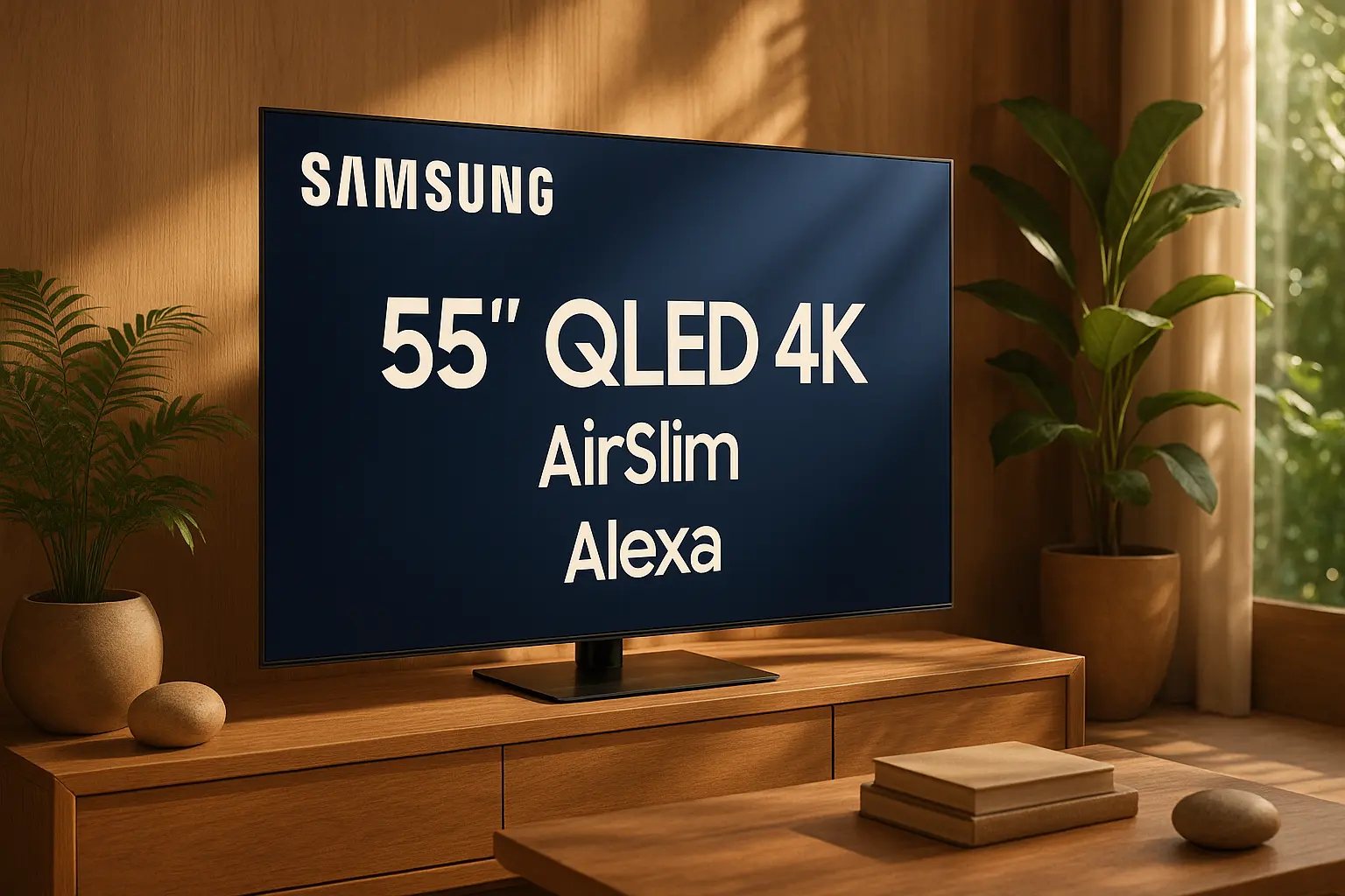 Samsung Smart TV 55 QLED 4K com AirSlim e Alexa
