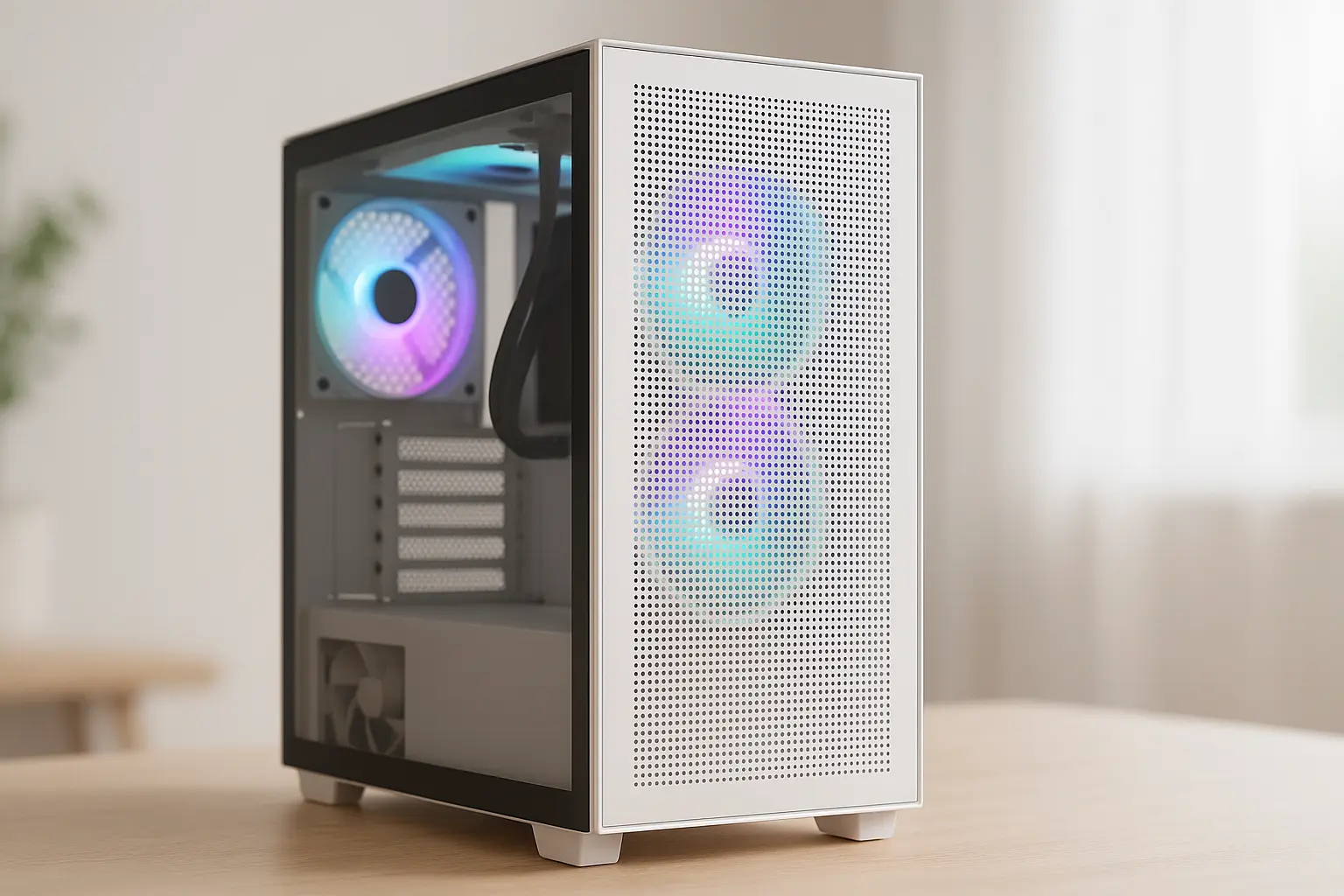 Gabinete Gamer NZXT H5 Flow RGB Branco CC-H52FW-R1: Resfriamento Eficiente e Design Minimalista