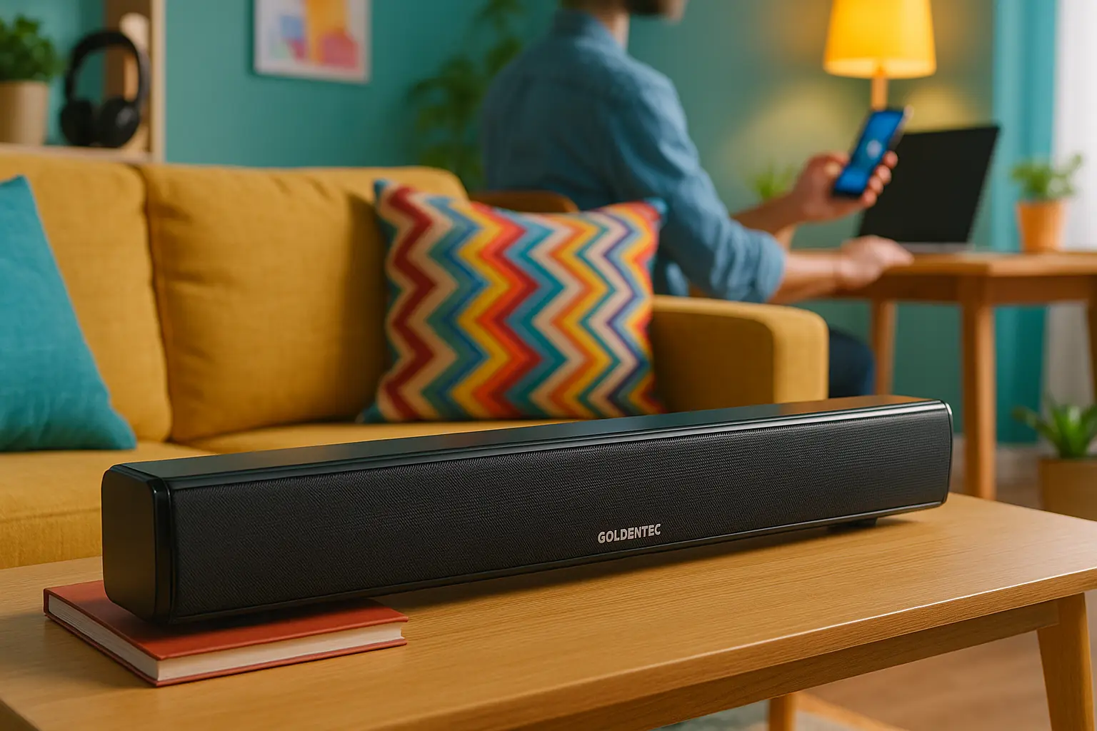 Soundbar Goldentec 2.0 Bluetooth 120W: Compacta e Potente