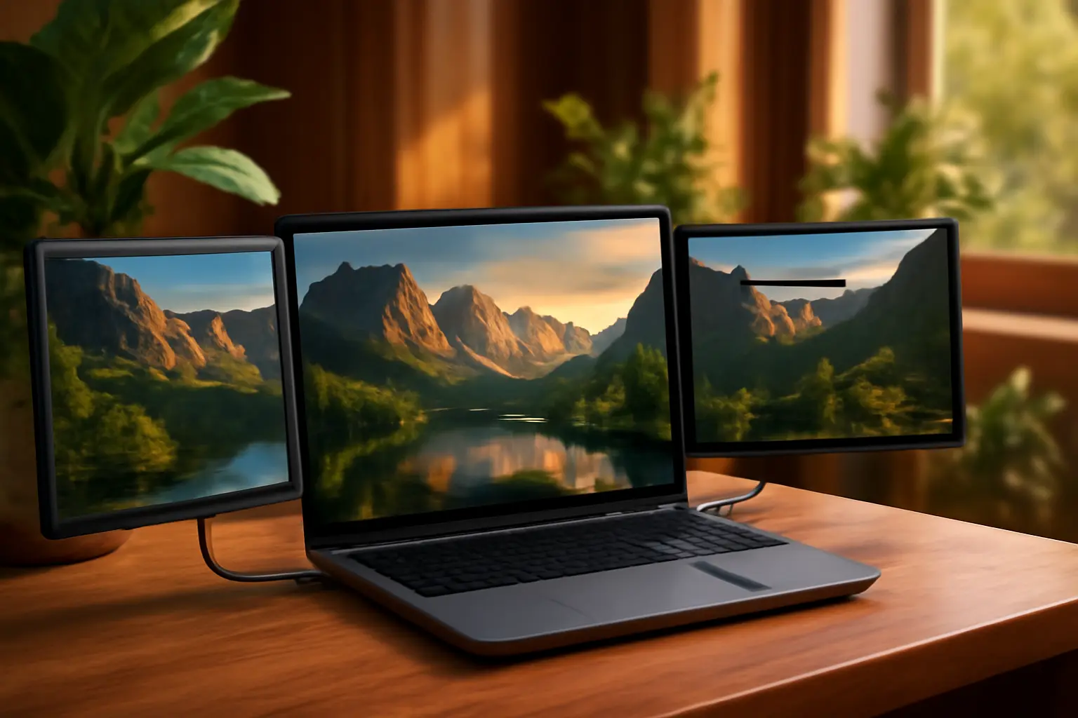 Extensor de Tela de Laptop: Monitor Triplo Portátil IPS FHD 1080P de 14” com USB-C/HDMI