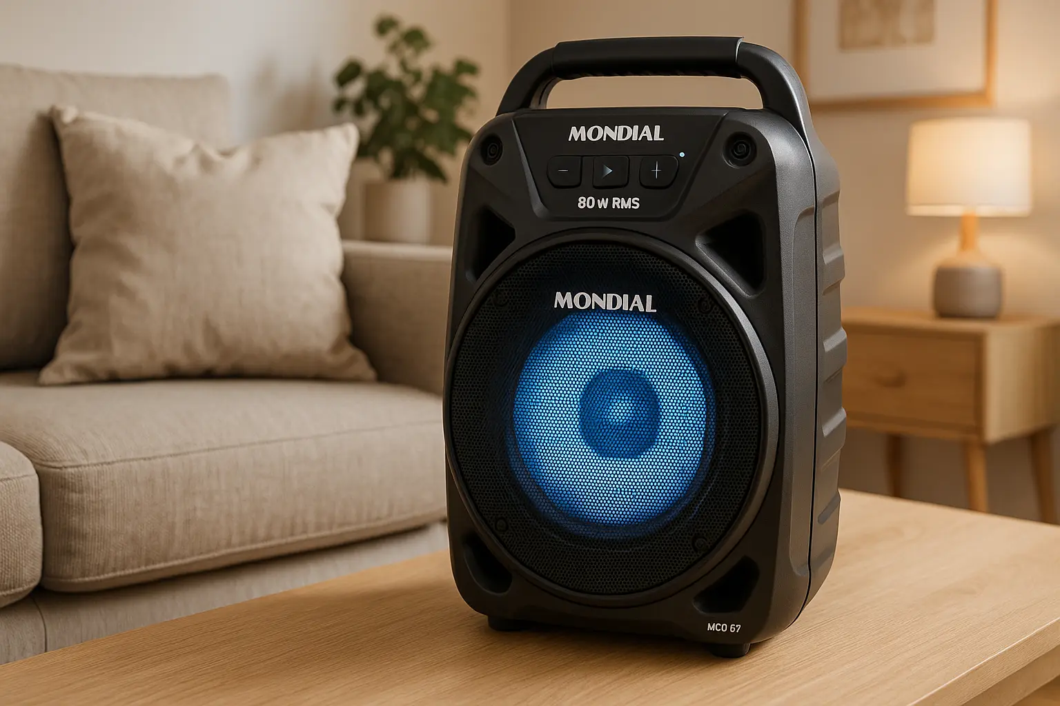 Caixa de Som Mondial MCO-07 com Bluetooth e 80W RMS