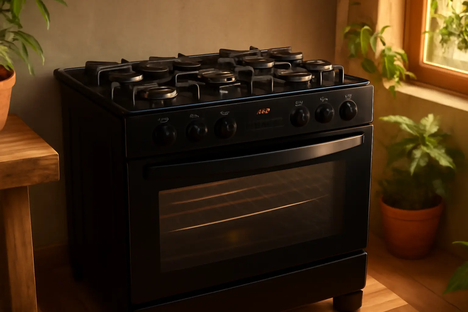 Fogão 5 Bocas Preto com Mesa de Vidro e Timer Digital Dako Supreme Black Glass Bivolt