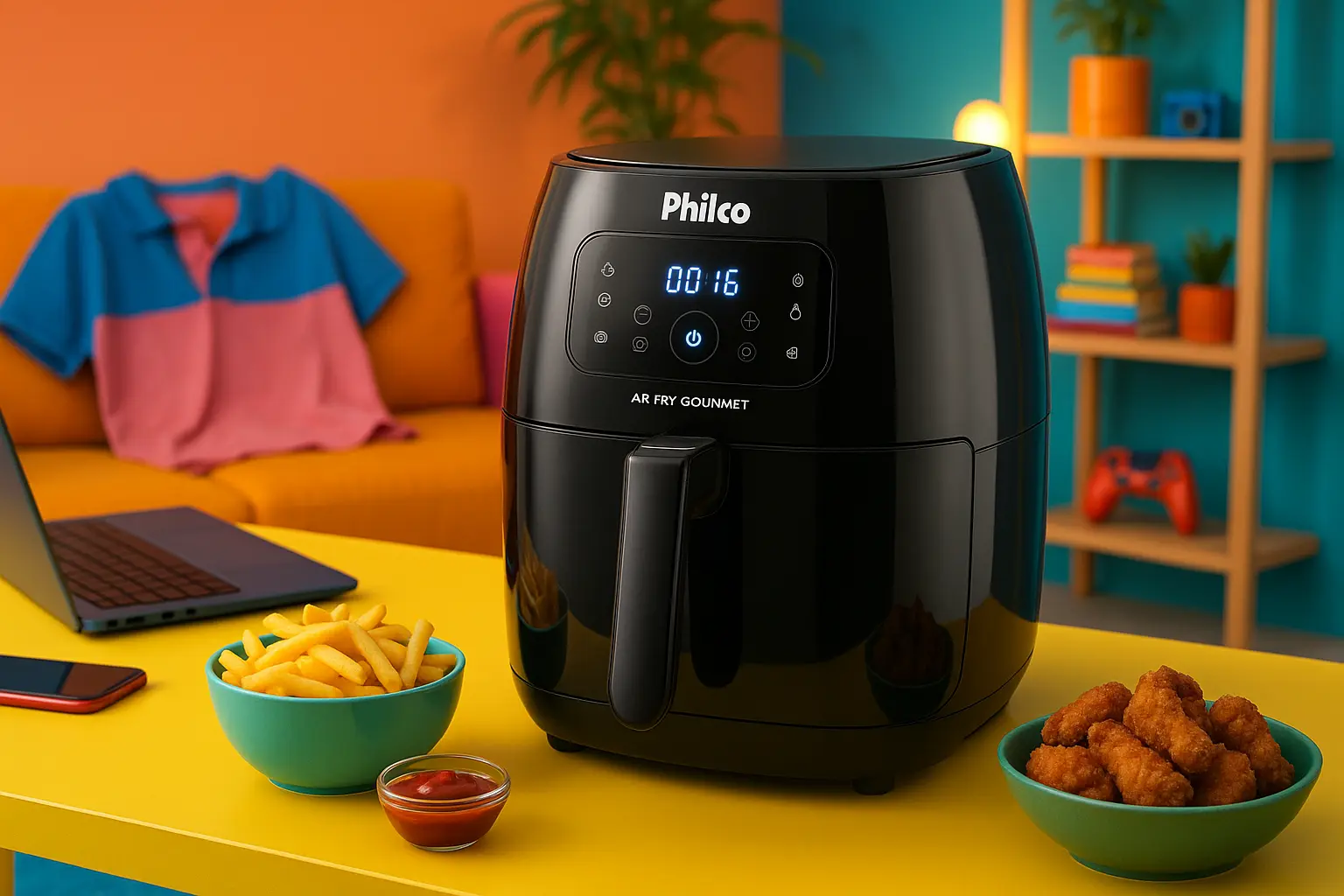 Fritadeira Philco Air Fry Gourmet PFR13P com 8,1L: Grande Capacidade e Timer