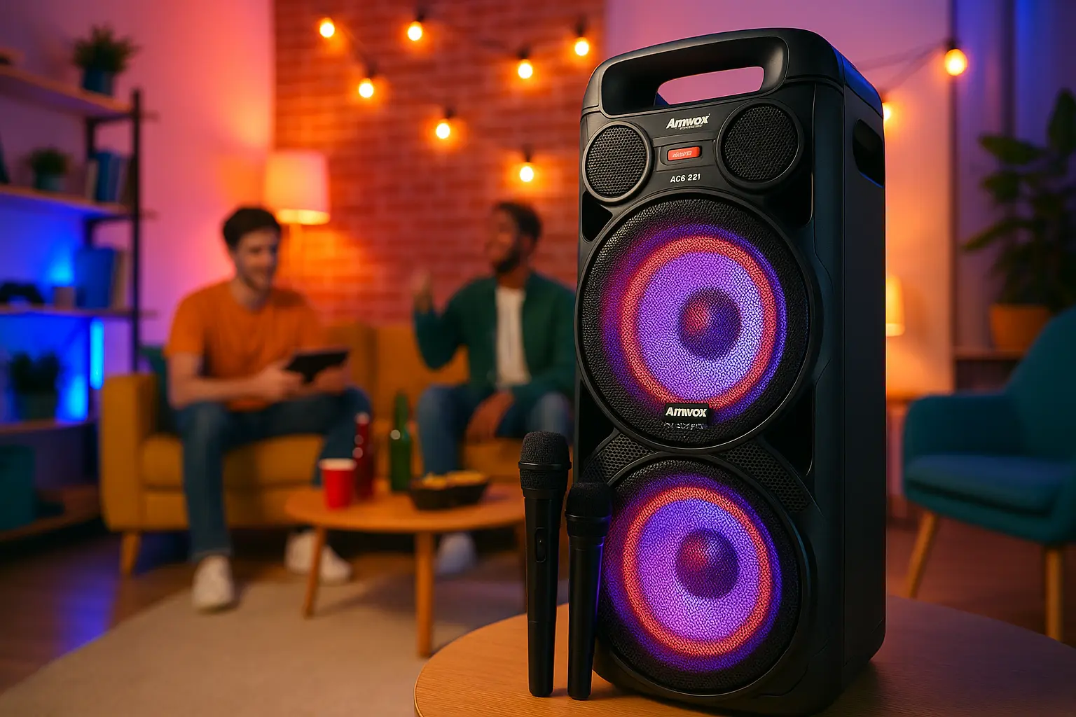 Amvox ACA 221 Gigante II: Potência, LED e 2 Microfones