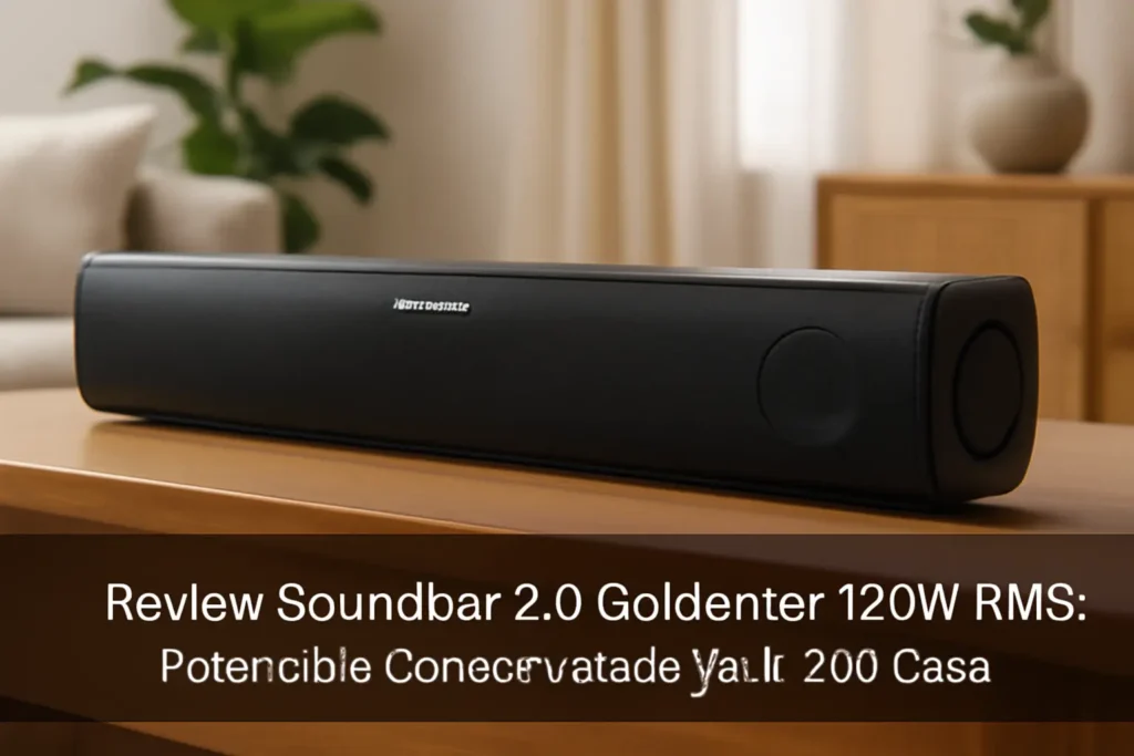 Soundbar 2.0 Goldentec 120W RMS: Potência e Conectividade para Sua Casa