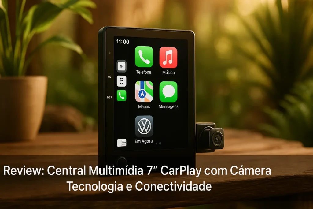 Central Multimídia 7" CarPlay com Câmera: Tecnologia e Conectividade