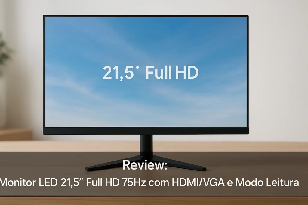 Monitor LED 21.5" Full HD 75Hz com HDMI/VGA e Modo Leitura