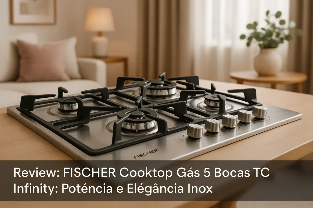 FISCHER Cooktop Gás 5 Bocas TC Infinity: Potência e Elegância Inox