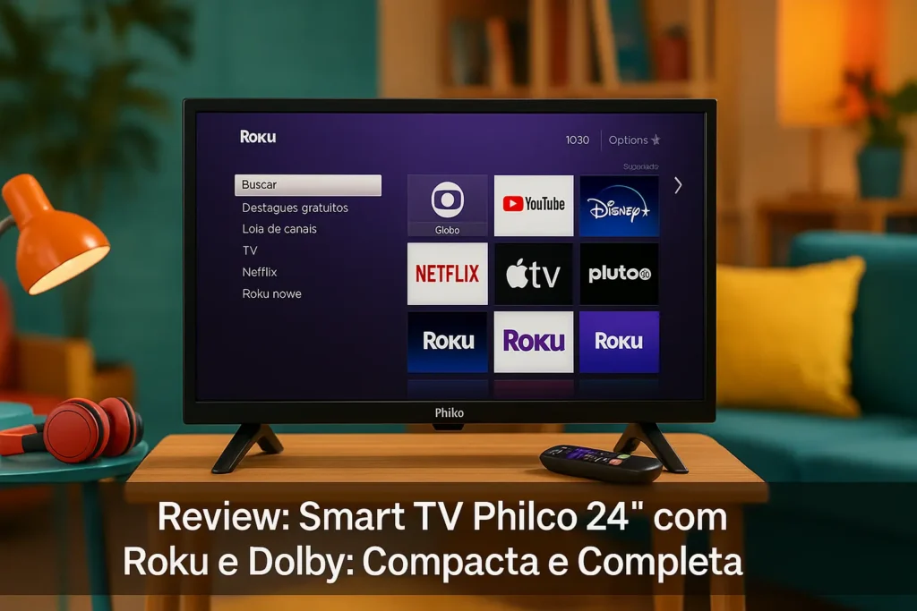 Smart TV Philco 24” com Roku e Dolby: Compacta e Completa