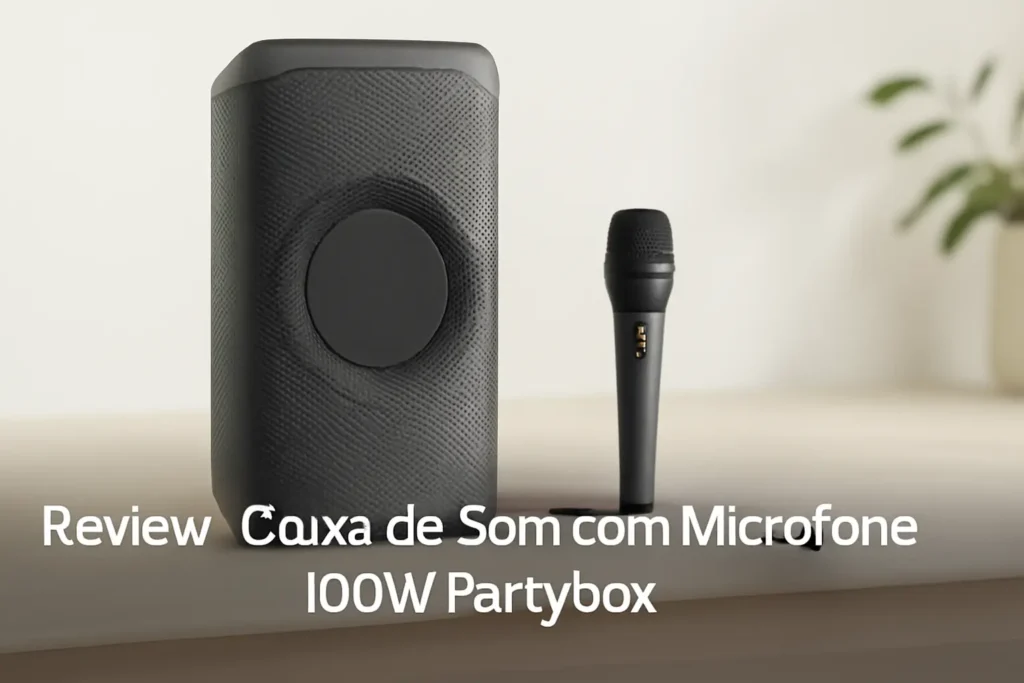 Caixa de Som com Microfone 100W Partybox: Potência, Som 360° e Diversão para Festas