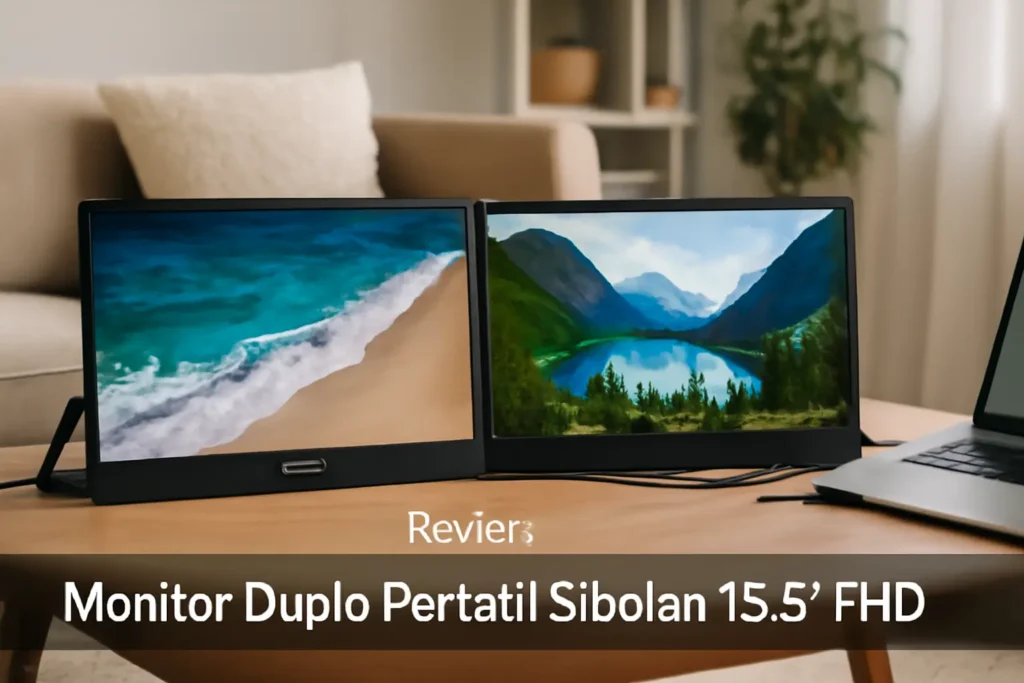 Monitor Duplo Portátil Sibolan 15,6" FHD: Versatilidade e Conectividade