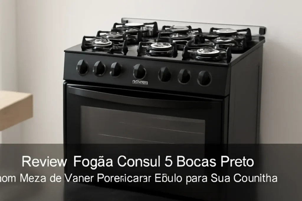 Fogão Consul 5 Bocas Preto com Mesa de Vidro: Potência e Estilo para Sua Cozinha